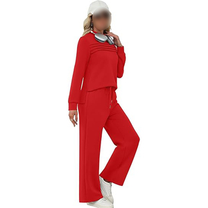 Ensemble de survêtement 2 pièces en molleton de coton épais pour femme – Hoodie oversize et pantalon de jogging décontracté, coupe ample, imperméable et écologique - Product Image 4