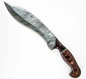 Couteau de camping à lame fixe en acier Damas artisanal avec manche en bois de noyer pour la sculpture sur bois et les collectionneurs - Product Image 1