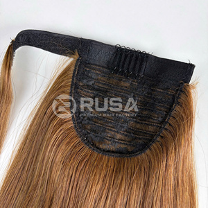 Extensions de cheveux queue de cheval tendance pour l'été, cheveux humains vierges vietnamiens, texture lisse et soyeuse, couleur brune - Product Image 5
