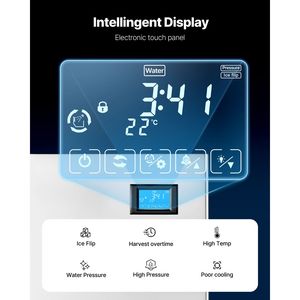 Fabbricatore di Ghiaccio Commerciale in Acciaio Inossidabile da 360 Libbre/Giorno, Autopulente, con Vassoio da 156 Cubetti e Dispenser Regolabile con Testa Erogatrice - Product Image 5