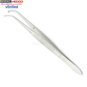 คีมจับเนื้อเยื่อ IRIS แบบโค้ง 4 ซี่ 1x2 ฟัน ผลิตจากเหล็กกล้าไร้สนิมเกรดเยอรมัน เครื่องมือผ่าตัดแบบใช้มือ ได้รับการรับรองมาตรฐาน CE สำหรับการจับเนื้อเยื่ออย่างแม่นยำ - Product Image 2