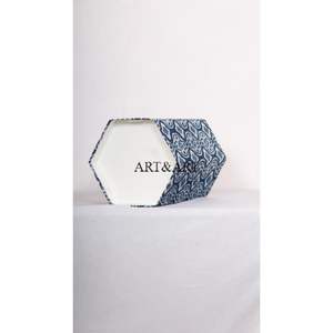 Poubelle de bureau élégante en papier de coton recyclé fait main, pliable, à ouverture supérieure, hexagonale, imprimée, pour usage intérieur/extérieur, vente en gros - Product Image 5