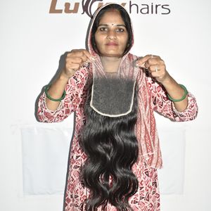 Producto económico al por mayor: Extensiones de cabello humano indio natural negro con cutícula alineada, HD 6*6 Closure Bodywave. - Product Image 6