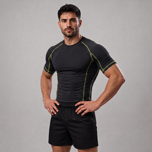 Wholesale Sublimation Printed MMA Rash Guard <b>for</b> <b>Men</b> Short Sleeve <b>Compression</b> <b>Shirt</b> Bjj Rashguard - Product Image 1