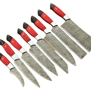 Ensemble de couteaux de chef japonais en acier inoxydable forgé à la main, 5 pièces, manche en bois Pakka, outils de découpe écologiques pour la cuisine - Product Image 1
