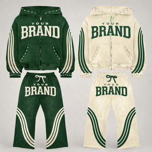 Wholesale Custom Logo Mens Navy Blue Tracksuit <b>Set</b> Hoodie & Jogger Pants Sportwear Casual Streetwear Sweat Suit Wholesale - Product Image 3