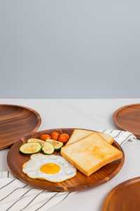 Plato de Servir Redondo de Madera de Acacia para el Hogar y la Cocina, Plato para Aperitivos, Plato de Madera para Decoración de Bodas, Plato de Madera para la Cena - Product Image 3