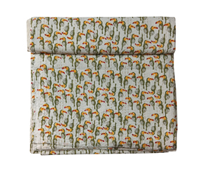 Couette en coton avec motif de toucan, pliée, pour toutes les saisons, décoration d'intérieur, style simple, lavable en machine - Product Image 1