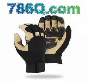 Guantes de utilidad de trabajo a máquina Guante mecánico con palma doble de PVC y espalda tejida - Product Image 1
