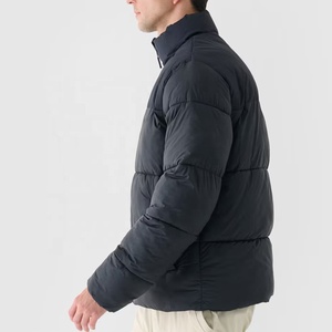 Men's Black Puffer <b>Jacket</b> Windproof Stand Collar Zipper Closure Casual Winter Coat Thick Polyester Wadding Regular Fit 2026 - Product Image 5