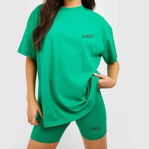 Customized Color Summer Short Sleeve women shirts Eco-Friendly 100%Cotton Latest Design Women's Loose <b>Canvas</b> Oversized T-Shirt - Product Image 1