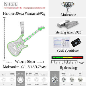 Glow In Dark Guitar Pendant High Quality Guitar Shape Pendant Diamond Alternative Hip Hop Moissanite Jewelry - Product Image 6