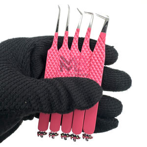 แหนบต่อขนตาปลายแหลม ทำจากสแตนเลส ป้องกันไฟฟ้าสถิต ทนทาน คุณภาพดี พร้อมปลายไฟเบอร์ รับทำโลโก้แบรนด์ส่วนตัว - Product Image 1