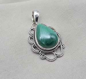 Malachite Pendant 925 Sterling Silver Natural Gemstone Jewelry Gift For Women Elegant Unique Handmade <b>Necklace</b> - Product Image 1