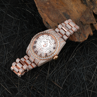 Montre mécanique de luxe de qualité supérieure entièrement sertie de diamants Moissanite blancs, bracelet en acier inoxydable, prix compétitif pour hommes