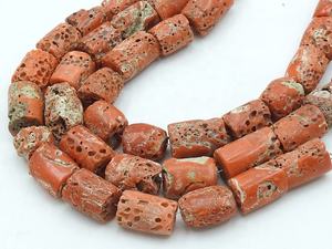 Perles de corail rouge italien - Lisses et polies - Forme cylindrique - 16 pouces 11-12 mm environ - Pierre naturelle - Pour la fabrication de bijoux - Nouveauté - Product Image 2