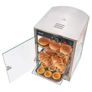 Exhibidor de Alimentos Comercial de 3 Niveles y 800W, Marco de Acero Inoxidable, Iluminación LED, Estantes Ajustables, Capacidad de 60L para Hamburguesas - Product Image 1