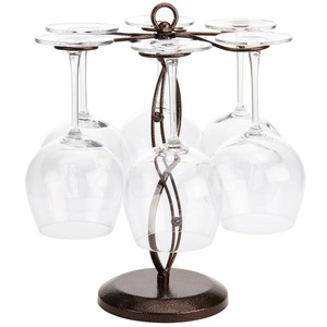 Support de séchage décoratif en métal pour verres à vin, design artistique en forme de vigne torsadée, base ronde robuste, porte-verres à pied pour comptoir - Product Image 1