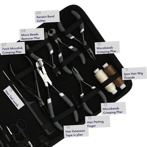 Custom Hair Extension Tool Kit with Micro Bead Remover & <b>Crimping</b> Pliers <b>set</b> Tape In Plier Keratin Bond Cutter Sewing Needles - Product Image 4