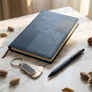 Carnet de notes Aurelux en similicuir A5 multicolore, relié, 192 pages, avec stylo et porte-clés, pour usage professionnel, logo personnalisé - Product Image 5