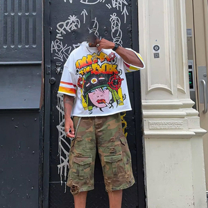 Camiseta estampada 100% algodón con hombros descubiertos para hombre y mujer, camiseta gráfica personalizada, ropa casual de calle de primera calidad, 100% algodón - Product Image 4