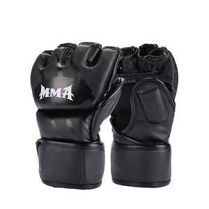 Gants d'entraînement MMA demi-doigts haut de gamme avec poignées et conception respirante pour la fermeture, idéaux pour les séances de gym et le sparring - Product Image 1
