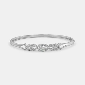 White Round Moissanite Diamond Bracelet & <b>Bangle</b> Round in 18K White <b>Gold</b> Round Cut Jewelry - Product Image 4