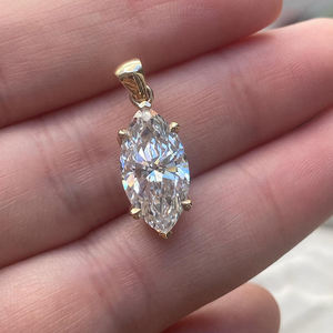 จี้เพชรทรงมาร์คีส์ เพชรเลี้ยงในห้องปฏิบัติการ ทองคำแท้ 10k 14k 18k ชุบโรเดียม เครื่องประดับหรูหราสำหรับเป็นของขวัญในงานรับปริญญา - Product Image 2