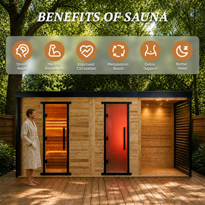 Sauna Exterior Finlandesa Premium Dune Desert Star Night, de Pino Termotratado, con Vidrio Panorámico de Tres Zonas, WiFi Inteligente, Lista para Instalar (DDP) - Product Image 2