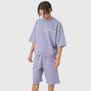 Ensemble T-shirt et short pour homme X Sports City, lavande, col rond, édition limitée, imprimé en sérigraphie, respirant, décontracté, vêtements d'été, 100% coton - Product Image 1