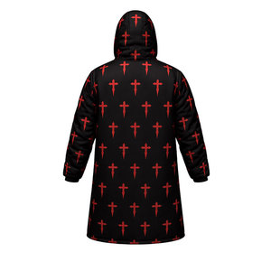 Unisex Swimming <b>Parka</b> Coat, Long <b>Waterproof</b> <b>Jacket</b> with Soft Inner Lining, Hooded Design for Maximum Comfort With Cross Design - Product Image 3