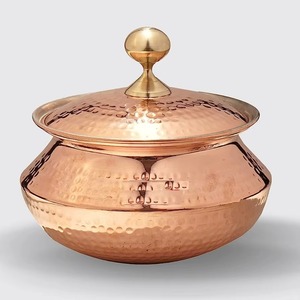 Olla redonda de cobre con tapa de vidrio y asas de latón, apariencia antigua y duradera para la cocina - Product Image 5