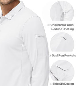 Camisas Polo Tácticas de Manga Larga para Hombre, 100% Poliéster, Transpirables, de Secado Rápido, con Función Antiarrugas, Diseño Sólido - Product Image 5