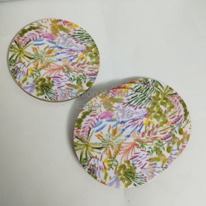 ที่รองแก้วเคลือบลายดอกไม้ชุดตกแต่งโต๊ะที่รองแก้วลายดอกไม้เคลือบด้วยแผ่นรองแก้วและแผ่นรองแก้วสำหรับเครื่องดื่ม - Product Image 1