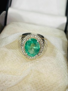 Lab Grown Green <b>Emerald</b> Gemstone <b>Ring</b> 925 Sterling <b>Silver</b> Handmade Man <b>Ring</b> - Product Image 2