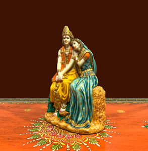 Nirmala Handicrafts - Estatua de Resina Hecha a Mano con Polvo de Mármol de Radha Krishna - Ídolo del Pareja Divina Sentada con Bansuri, para Mesa o Templo - Product Image 5
