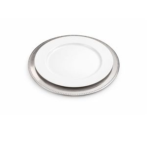 Assiette de présentation de luxe en argent perlé 13'' - Assiette de service ronde métallique pour hôtel, restaurant, fête et décoration de table fine - Product Image 6