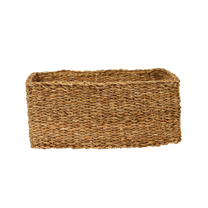 Ensemble de 3 paniers de rangement rectangulaires en jonc de mer naturel, faits à la main et écologiques, bacs organisateurs gigognes en osier pour le rangement domestique - Product Image 6