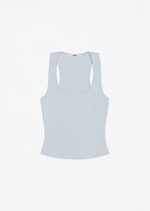 Débardeur côtelé blanc personnalisé pour femme, coupe ajustée, sans manches, col rond, basique, décontracté, sportif, fabricant de marques privées - Product Image 6
