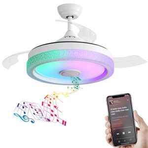 Ventilatore da soffitto moderno a LED da 42 pollici con luce LED da 36W 120V, 3 pale in ABS, telecomando, motore DC reversibile, design invisibile - Product Image 1
