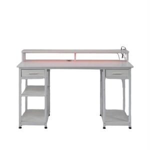 Scrivania per Computer in Truciolato Bianco Effetto Legno con Cassetti in Tessuto Non Tessuto, Scaffale Multistrato 140x50x86cm e 2 Prese USB - Product Image 3