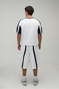 <b>Knitted</b> Polyester / Cotton Casual Men's T-Shirt <b>Set</b> OEM Men's Summer Crew Neck 2 Piece Outfit T-Shirt Shorts <b>Set</b> Fashion - Product Image 2