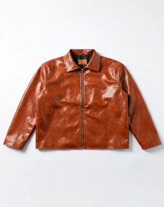 Chaqueta Bomber de Lona Transpirable con Estampado en Relieve de Cuero Genuino Color Bronceado de Alta Calidad para Hombre, Chaqueta de Invierno de Lujo con Cierre y Cuello Camisero - Product Image 1