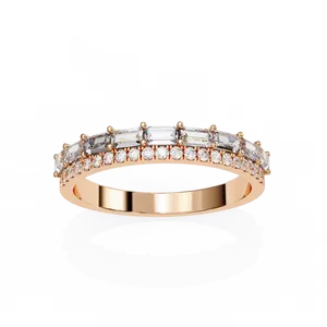 Bague unisexe en or massif 10K 14K 18K avec diamant de laboratoire taille baguette serti en pavé, certifiée IGI, bijou de luxe, cadeau - Product Image 5