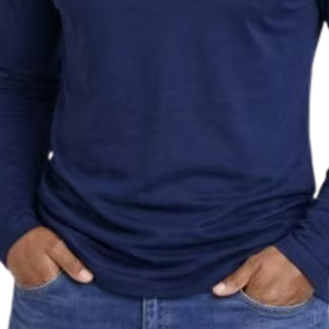 Camiseta de Manga Larga Azul para Hombre con Cuello Redondo y Diseño de Letras Entrelazadas, Ropa Casual Cómoda para Uso Diario - Product Image 5