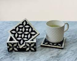 Juego de Posavasos de Hueso Incrustado Hechos a Mano en India, Ecológicos y de Lujo, para Uso Doméstico Seguro, Decoración Elegante para Mesa, para un Estilo Moderno en el Hogar - Product Image 3