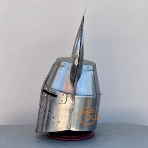 Casco Grande Alado de Caballero Teutónico Medieval - Casco Templario Cruzado con Cuernos de Hierro Pulido Calibre 18 para Cosplay SCA Navidad - Product Image 6