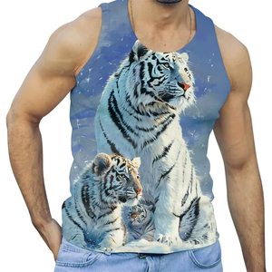 Men Tank Top New Quality 3D Printed Sea Snow Tiger Tank Tops <b>For</b> Man Cool <b>Animal</b> <b>Pattern</b> Tees Summer Casual Vest Oversized - Product Image 2