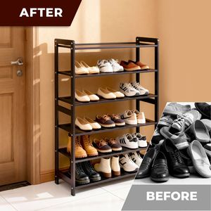 Modern 6-Tier Flat Bamboo <b>Shoe</b> Rack 26.8*9.84*35.4in Coffee Color Wooden Furniture for Home <b>Storage</b> for Living Room - Product Image 6
