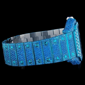 Hot Selling <b>Blue</b> Color Cubic Zirconia Diamond Square Case With Roman Numerals Dial Trendy Quartz Movement Hip Hop <b>Man's</b> <b>Watch</b> - Product Image 5